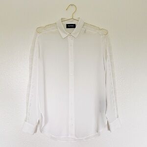 THE KOOPLES White Button Down Blouse w/ Lace SZ XS